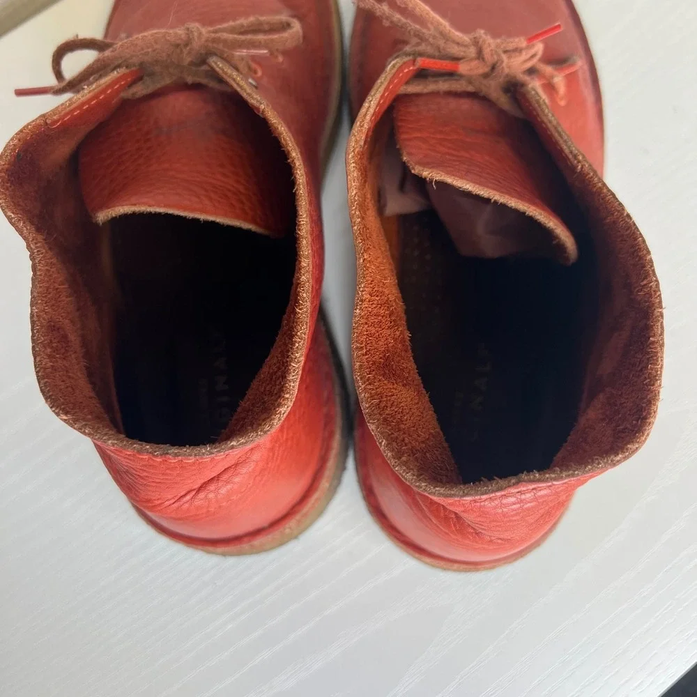 Clarks Originals Mens Desert Boot Burnt Orange Pebbled Leather Chukka Size 9 M